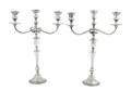 A Pair of American Sterling Silver ThreeLight Candelabra International