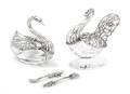 Two Continental Silver Mounted Glass Salt Cellars