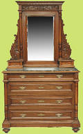 272 French Marble top Four Drawer Mirrored Dresser