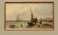 267 Oil on Canvas Boats at Low tide with People
