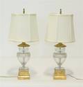 A Pair of Cut Glass and Giltwood Table Lamps