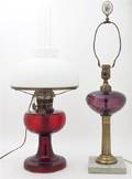 Two American Glass Fluid Lamps