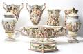 A Collection of Eight Capodimonte Porcelain Articles