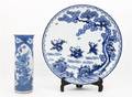 Two Chinese Porcelain Blue and White Decorative Articles