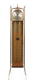 A George Nelson Brass and Walnut Tall Case Clock