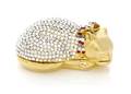 A Judith Leiber Silver Crystal Sleeping Cat Pill Box