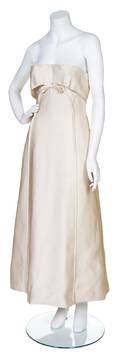 A Pierre Balmain Couture Vintage Champagne Strapless Dress