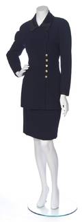 A Chanel Navy Wool Skirt Suit