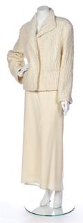 A Chanel Cream Mohair Jacket and Wool Skirt Ensemble