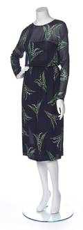 A Givenchy Navy Green and White Floral Print Dress