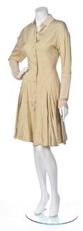 An Alaia Tan Cotton Shirt Dress