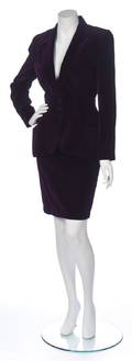 A Thierry Mugler Purple Velvet Skirt Suit
