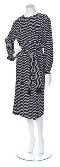 An Yves Saint Laurent Black and White Wave Print Dress