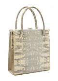 A Stuart Weitzman Cream and Gray Lizardskin Bag