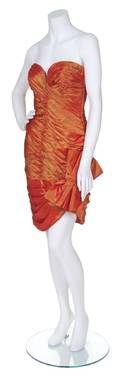A Vicky Tiel Orange Silk Dress