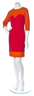 A Douglas Hannant Red and Orange Knit Dress