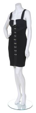 A Gianni Versace Black Corset Cocktail Dress