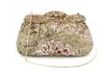 A Judith Leiber Gold Floral Silk and Crystal Evening Bag