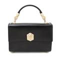 A Kieselstein Cord Black Leather and Goldtone Bag