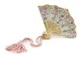 A Judith Leiber Silver and Pink Crystal Fan Minaudiere