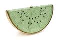 A Judith Leiber Bright Green Crystal Kiwi Slice Minaudiere