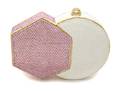 A Judith Leiber Pink and White Crystal Minaudiere