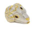 A Judith Leiber Silver Crystal Rams Head Minaudiere