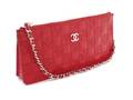 A Chanel Red Embossed Leather Clutch