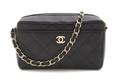 A Chanel Quilted Black Caviar Leather Bag