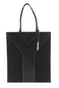 An Yves Saint Laurent Black Leather and Canvas Tote Bag