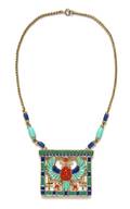 A Hattie Carnegie Polychrome Enamel Egyptian Revival Pendant Necklace