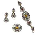 A Napier Silvertone Pearl and Multicolor Rhinestone Suite