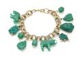 A Carved Faux Jade Charm Bracelet