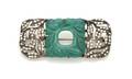 A French Art Deco Green Faux Jade and Rhinestone Pin