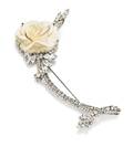 A Robert Sorrell Ivory and Rhinestone Flower Brooch