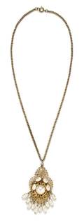A Miriam Haskell Goldtone and Faux Pearl Pendant Necklace