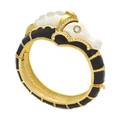 A Kenneth Jay Lane Black and White Enamel Seahorse Hinged Bangle Bracelet
