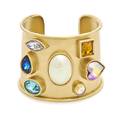 An Yves Saint Laurent Goldtone Rhinestone and Faux Pearl Cuff Bracelet