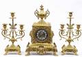 323A French 19th Century Gilded Bronze Clock Set