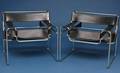 372 Pair Tubular Chrome and Leather Moderne Chairs