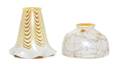 Two American Calcite and Iridescent Glass Shades