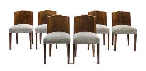 A Set of Six Art Deco Burlwood Side Chairs
