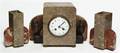 An Art Deco Granite and Bronze Mounted Clock Garniture