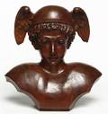 A Carved Walnut Bust of Mercury