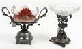 Two Victorian Silvered Metal and Glass Center Bowls