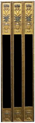 A Set of Three Neoclassical Gilt and Painted Mirrored Panels