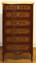 A Transitional Style Marquetry Chest of Drawers