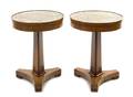 A Pair of Biedermeier Style Faux Marble Inset Occasional Tables Baker