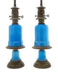 A Pair of Continental Opaline Glass Lamps