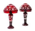A Pair of Bohemian Red Cut to Clear Glass Table Lamps
